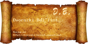 Dvorszki Bálint névjegykártya
