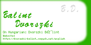 balint dvorszki business card